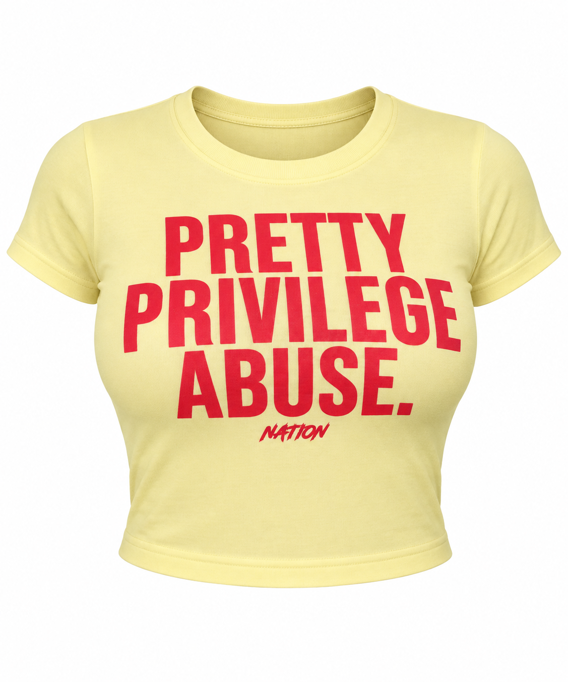 Pretty Privilege Abuse Baby Tee - Yellow